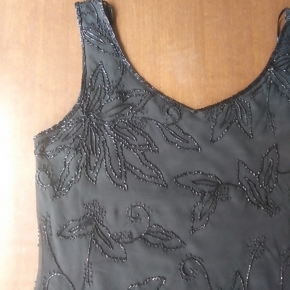Vintage JKARA New York Beaded Asymmetrical Tank, Black - Picture 7 of 14
